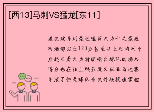 [西13]马刺VS猛龙[东11]